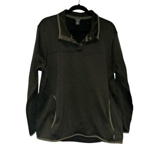 Eddie Bauer Green Crewneck Sweater with Half-Zip Collar